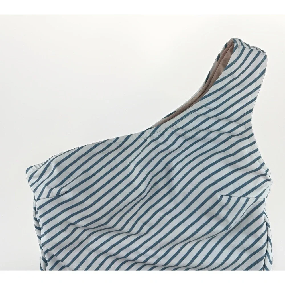 Albion Fit The Icon Wave Sydney One Piece Swimsuit S Blue Stripe One Shoulder